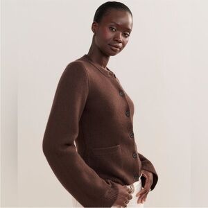Jenni Kayne Cooper Cashmere Cardigan Sz M Chocolate Brown